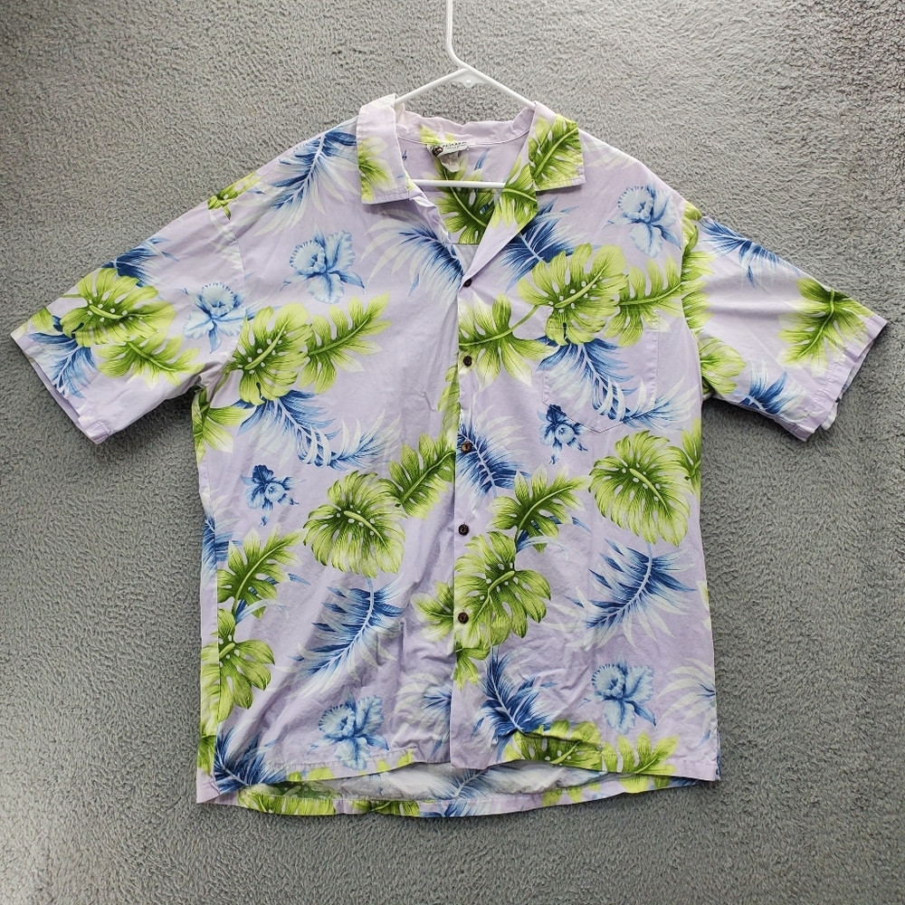Aloha Republic Hawaiian Shirt Mens Size XXL Floral Purple Made In Hawaii